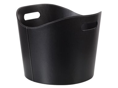 HOUTMAND - ZWART LEDERASPECT - 31 x ø 39 cm (BB50302N)