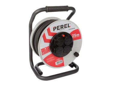 PROFESSIONELE NEOPREEN KABELHASPEL - 25 m - 3G2.5 - 4 STOPCONTACTEN - PENAARDE (ECR25NP25N)