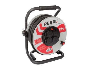 PROFESSIONELE NEOPREEN KABELHASPEL - 40 m - 3G2.5 - 4 STOPCONTACTEN - PENAARDE (ECR40NP25N)