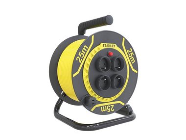 STANLEY - PVC-KABELHASPEL - 25 m - 3G1.5 - 4 STOPCONTACTEN - PENAARDE (ESTNCVV25M)