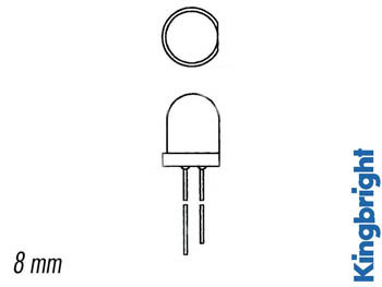 SUPERFELLE 8mm LED ROOD DIFFUUS 100mcd (L-793ID)