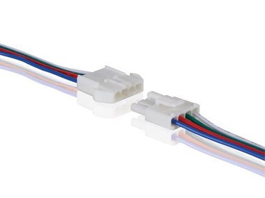 CONNECTOR VOOR RGB  LEDSTRIP - MET KABEL (MANNELIJK-VROUWELIJK) (LCON13)