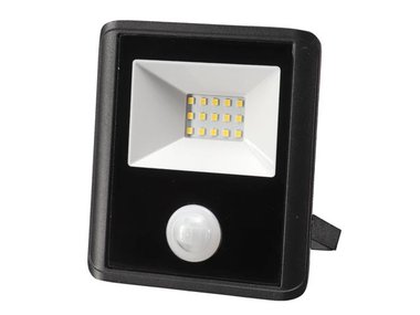 LED-SCHIJNWERPER VOOR BUITENSHUIS - 10 W, NEUTRAALWIT - ZWART - PIR-SENSOR (LEDA7001NW-BP)