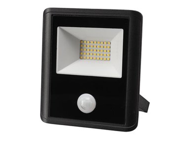 LED-SCHIJNWERPER VOOR BUITENSHUIS - 30 W, NEUTRAALWIT - ZWART - PIR-SENSOR (LEDA7003NW-BP)