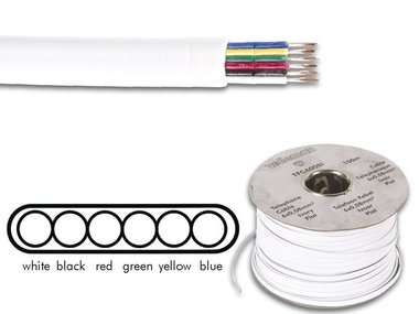 TELEFOONKABEL 6 x 0.08mm WIT PLAT (TFC6008I)