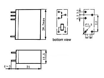 VERTICAAL RELAIS 10A/30VDC-220VAC 1 x WISSEL 24Vdc (VR10V241C)