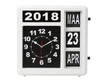 WANDKLOK MET FLIPOVER KALENDER - 31 x 31 cm - NEDERLANDS (WC106)