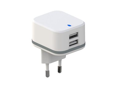 COMPACTE LADER MET 2 USB-AANSLUITINGEN - 5 V - 4.8 A max. - 24 W max. - WIT (PSS6EUSB40W)