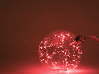 Glasslight LED - glazen ledbol - transparant - 12 cm - 40 leds - groen - batterijen niet meegeleverd (GLL-LED-BAUBLE-009-R)