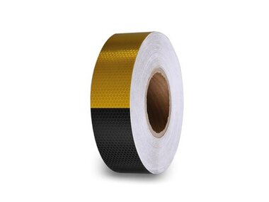 Honingraat reflecterende tape 5cm x 5m - Zwart/Geel (PT-RFH5X5BY)
