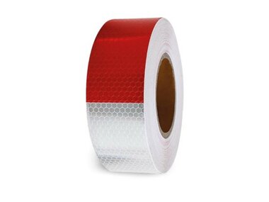 Honingraat reflecterende tape 5cm x 5m - Rood/Wit (PT-RFH5X5RW)