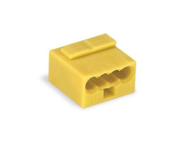MICRO PUSH-WIRE CONNECTOR FOR JUNCTION BOXES 4-CONDUCTOR TERMINAL BLOCK, YELLOW (WG243504)