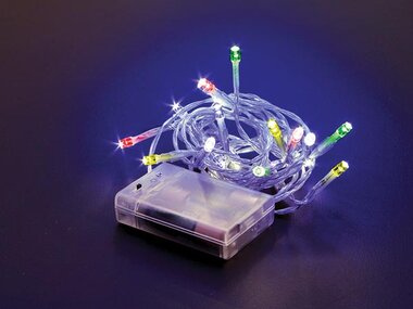 Mini tablelight LED - 2 m - 20 leds - veelkleurig - transparante kabel - modulator - batterijen niet meegeleverd (MTL-LED-2.0-MC-T)