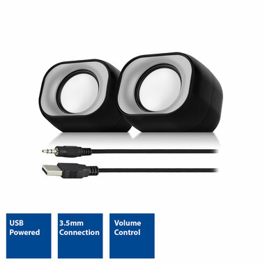 2.0 Stereo luidsprekerset voor pc en laptop, USB-voeding (EM3513)