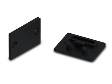 ALUMINIUM AFSLUITDOP VOOR PMMA DIFFUSER VOOR LED-PROFIELEN 'ALU-EXPOXY' - ZONDER KABELDOORVOER - ZWART (EC-EP-B1)