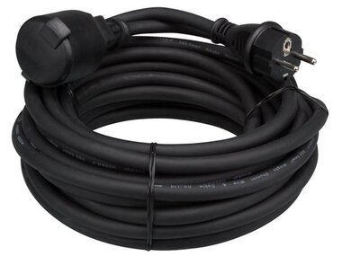 RUBBER VERLENGKABEL - 10 m - ZWART - 3G2.5 - PENAARDE (EC10R25)