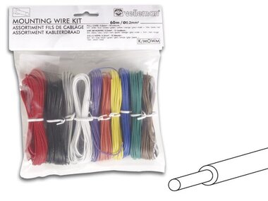 Set montagekabels - 10 kleuren - 60 m - volle kern (K/MOWM)