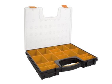 Kunststof opbergdoos met uitneembare bakken - 420x335x65 mm - 9,1 L (OM42033565)