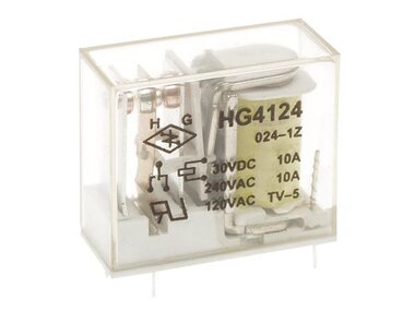 VERTICAAL RELAIS 10A/30VDC-220VAC 1 x WISSEL 24Vdc (VR10V241C)