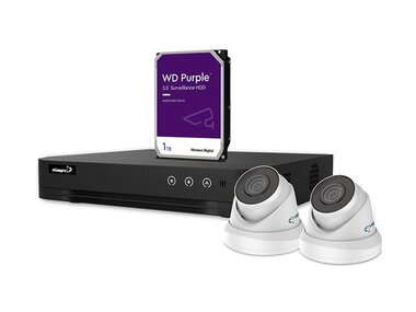 IP-VIDEOBEWAKINGSSET - 4-KANAALS NVR-RECORDER - 2 x WITTE IP DOME-CAMERA - 1 TB HD - KABELS (CCTVPROM20W)